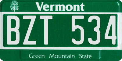 VT license plate BZT534