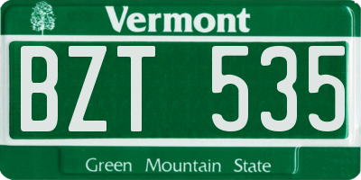 VT license plate BZT535