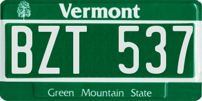 VT license plate BZT537
