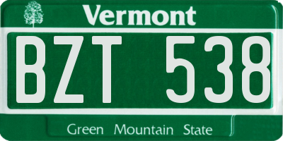 VT license plate BZT538