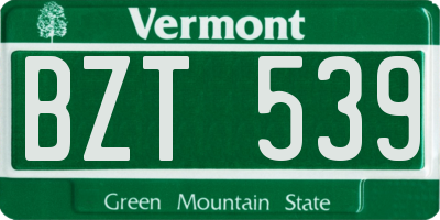 VT license plate BZT539