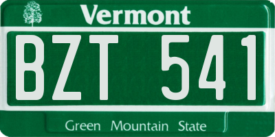 VT license plate BZT541