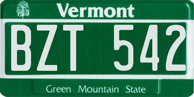 VT license plate BZT542