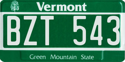 VT license plate BZT543