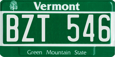 VT license plate BZT546