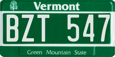 VT license plate BZT547