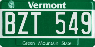 VT license plate BZT549