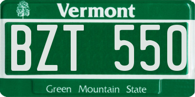 VT license plate BZT550