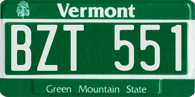 VT license plate BZT551