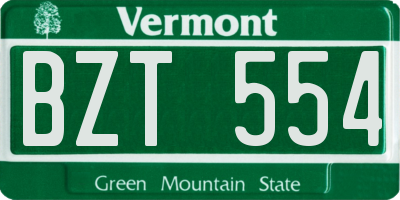 VT license plate BZT554