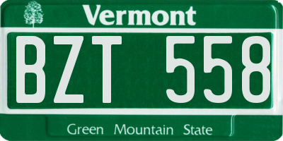 VT license plate BZT558