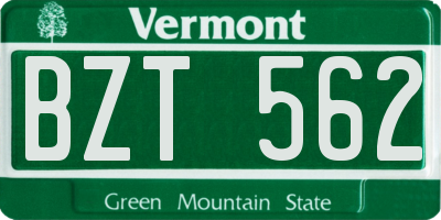 VT license plate BZT562