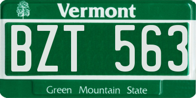 VT license plate BZT563