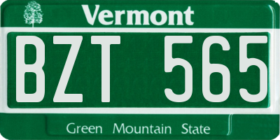 VT license plate BZT565