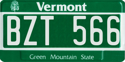 VT license plate BZT566