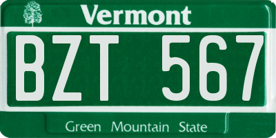 VT license plate BZT567