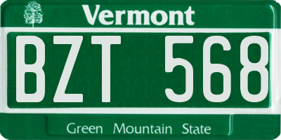 VT license plate BZT568
