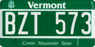 VT license plate BZT573