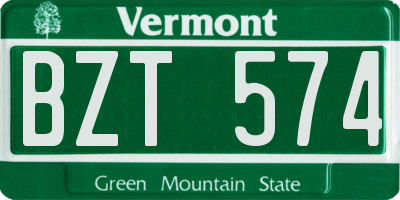 VT license plate BZT574