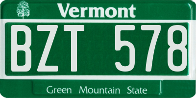 VT license plate BZT578