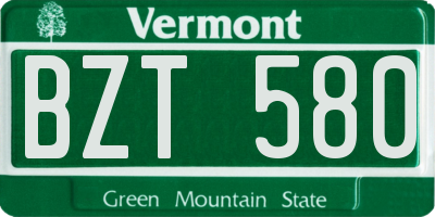 VT license plate BZT580