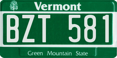 VT license plate BZT581