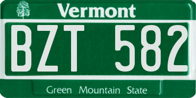 VT license plate BZT582