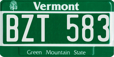 VT license plate BZT583