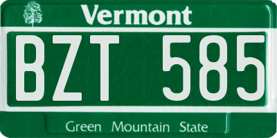 VT license plate BZT585