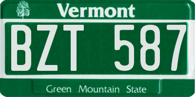 VT license plate BZT587