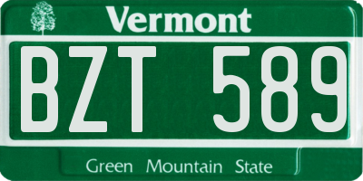 VT license plate BZT589