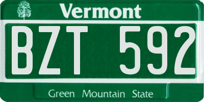 VT license plate BZT592
