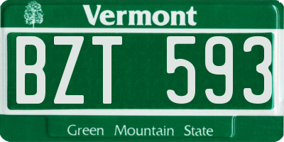 VT license plate BZT593