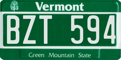 VT license plate BZT594