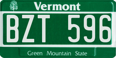 VT license plate BZT596
