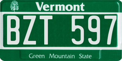 VT license plate BZT597