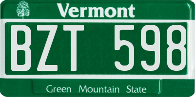 VT license plate BZT598