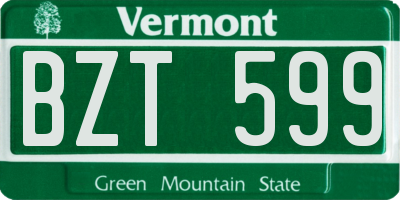 VT license plate BZT599