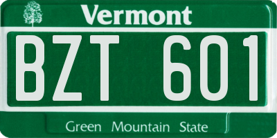 VT license plate BZT601