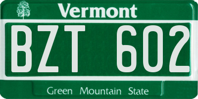 VT license plate BZT602
