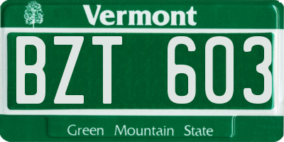 VT license plate BZT603
