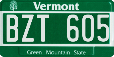 VT license plate BZT605
