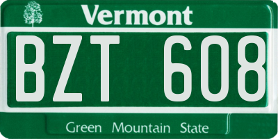 VT license plate BZT608