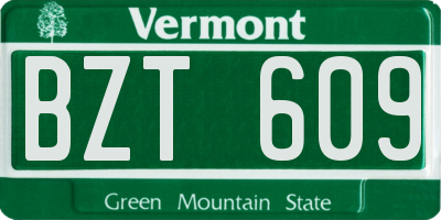 VT license plate BZT609