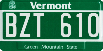 VT license plate BZT610