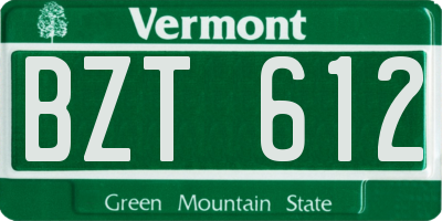 VT license plate BZT612