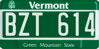 VT license plate BZT614