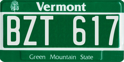 VT license plate BZT617