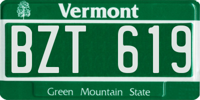VT license plate BZT619