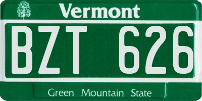 VT license plate BZT626